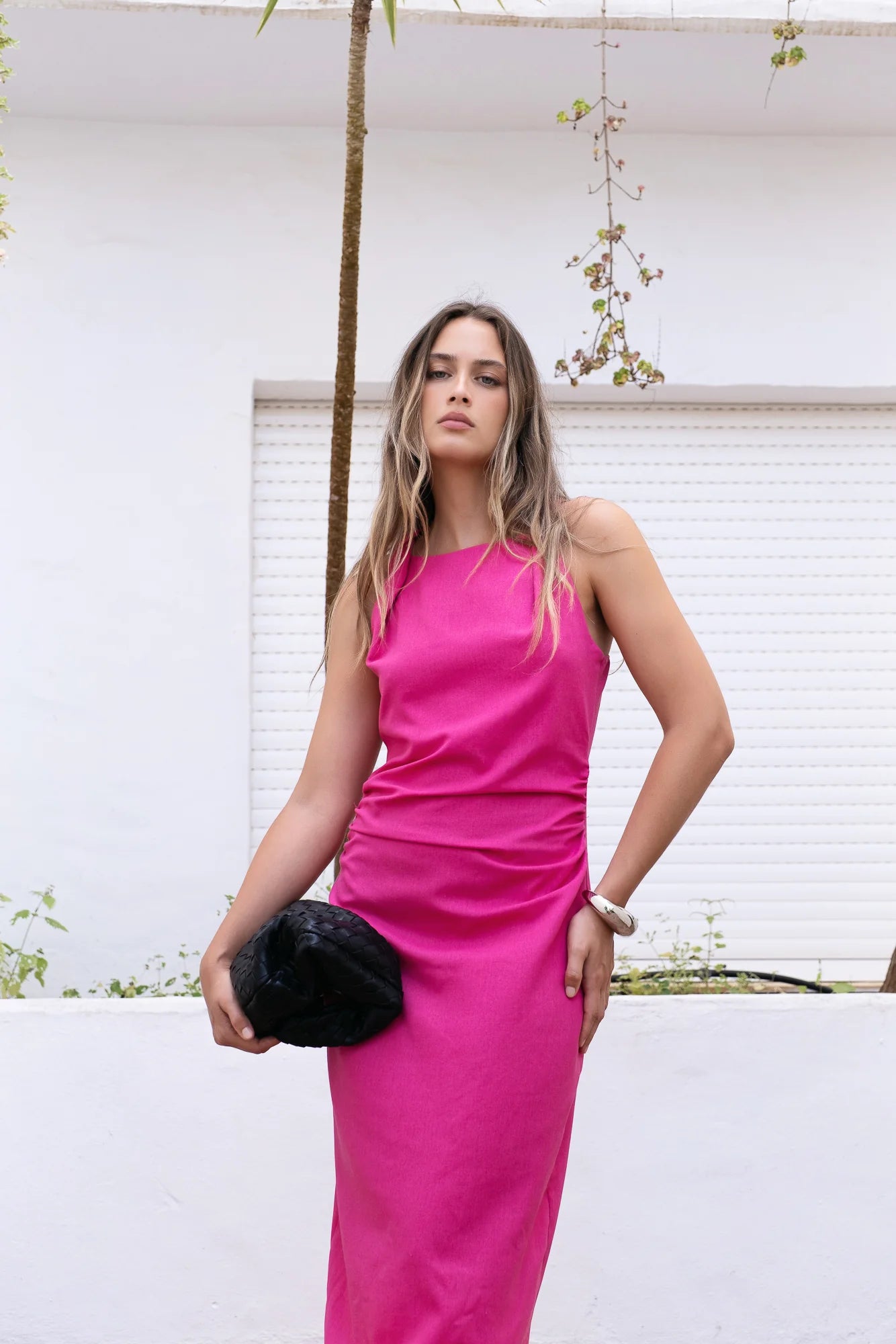 Robe en lin rose