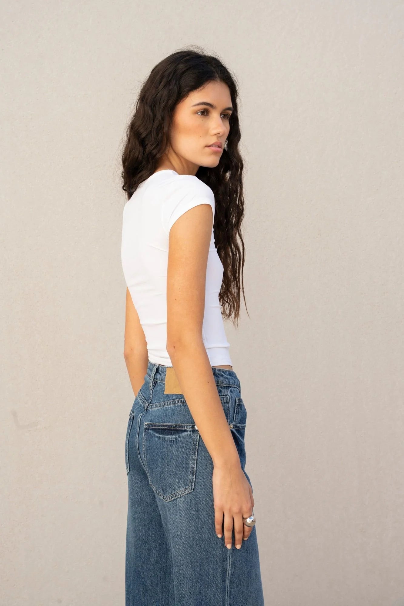 Jean large à revers