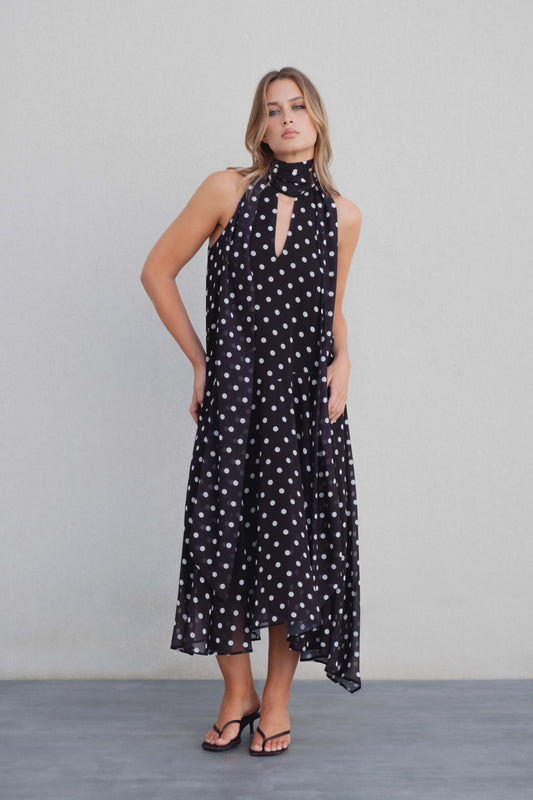 Robe longue à pois