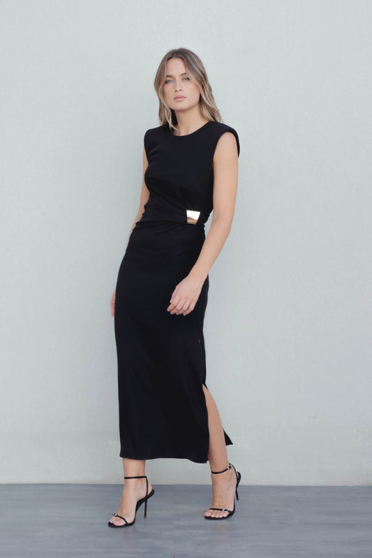 Robe midi applique dorée