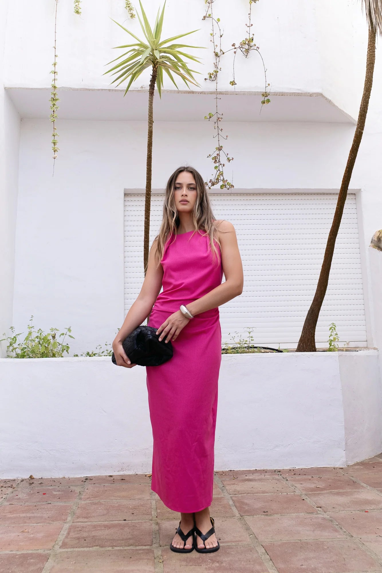 Robe en lin rose