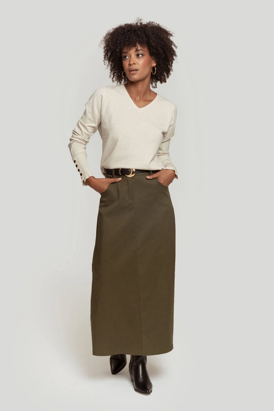 Jupe longue kaki