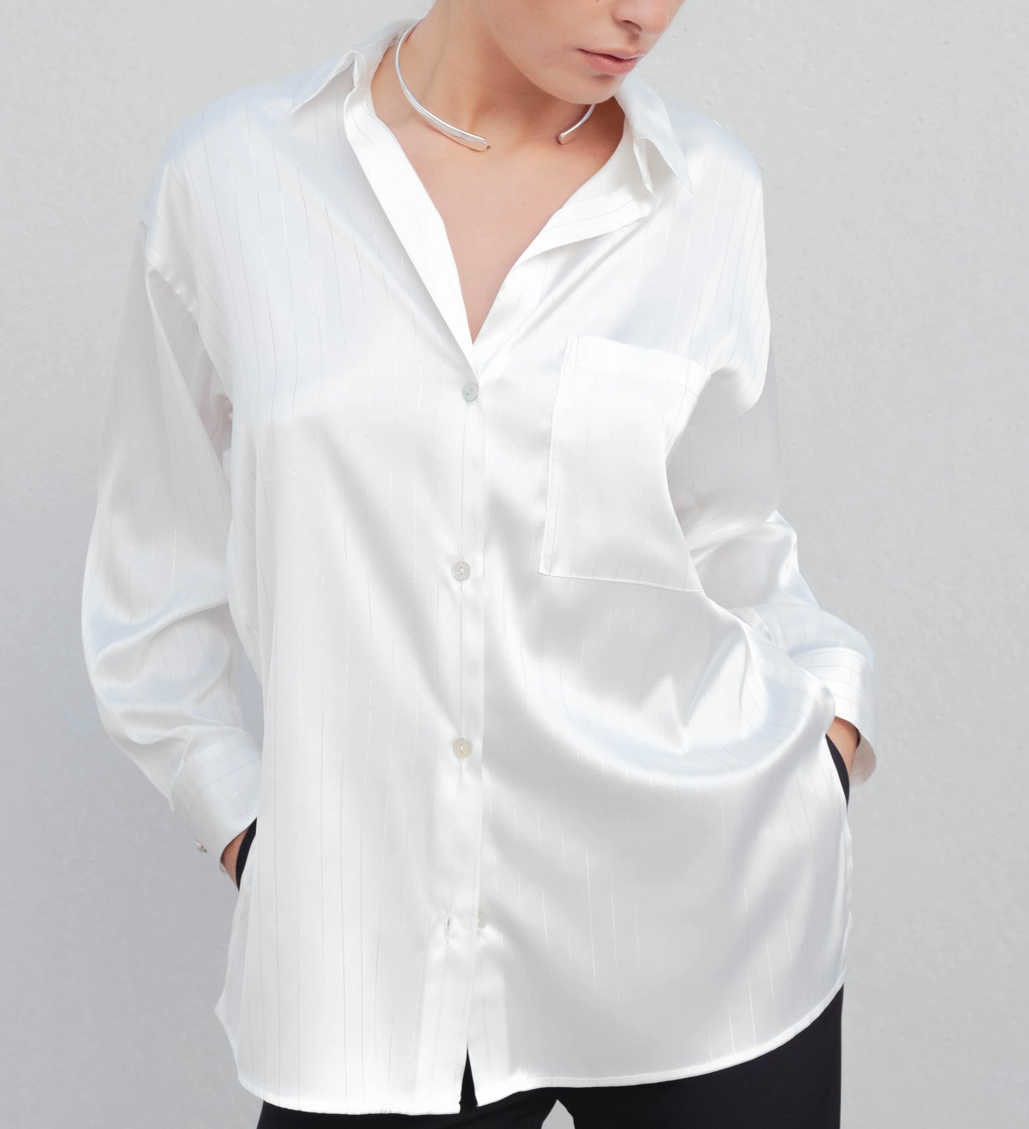 Chemise rayée satin